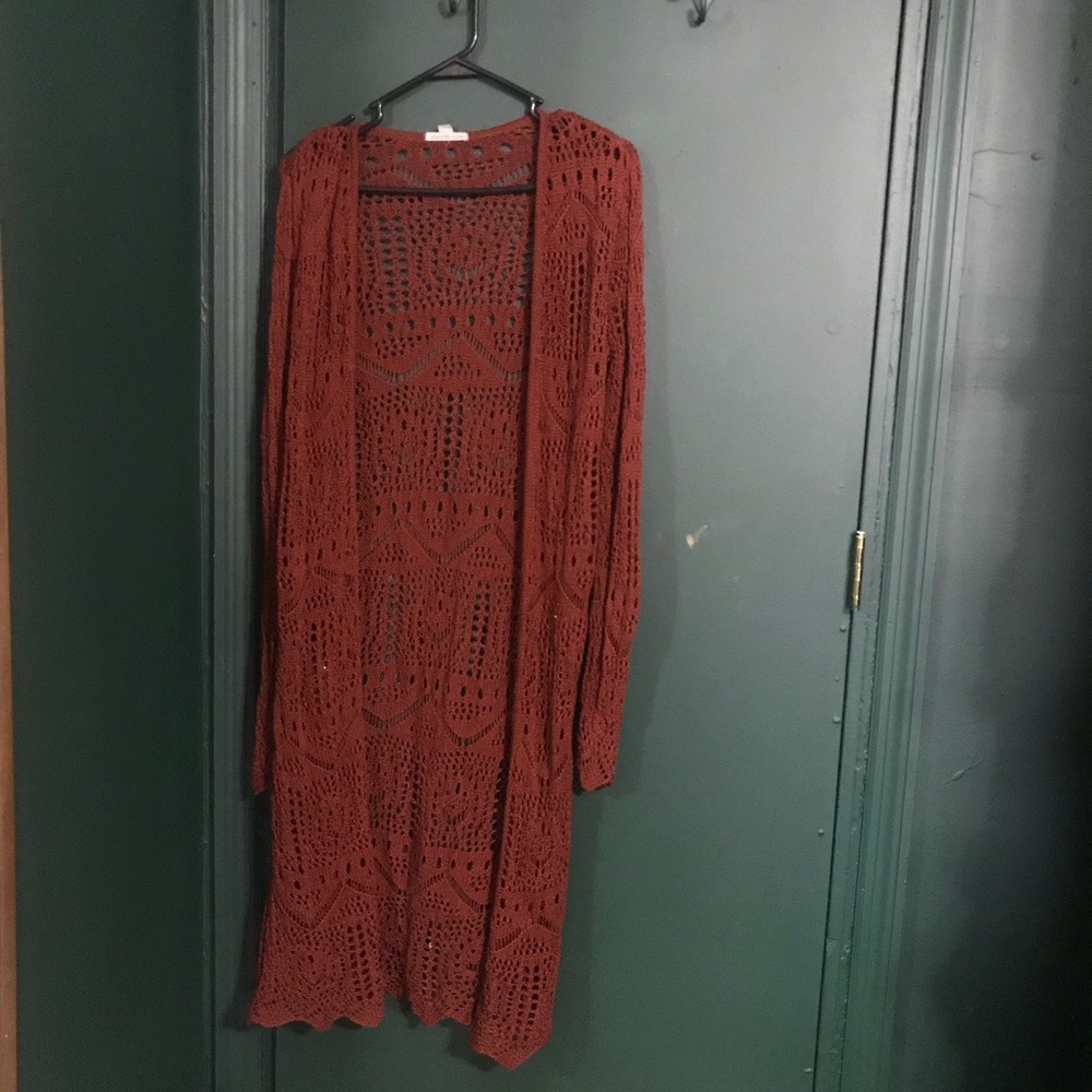 Burnt orange cardigan sweater